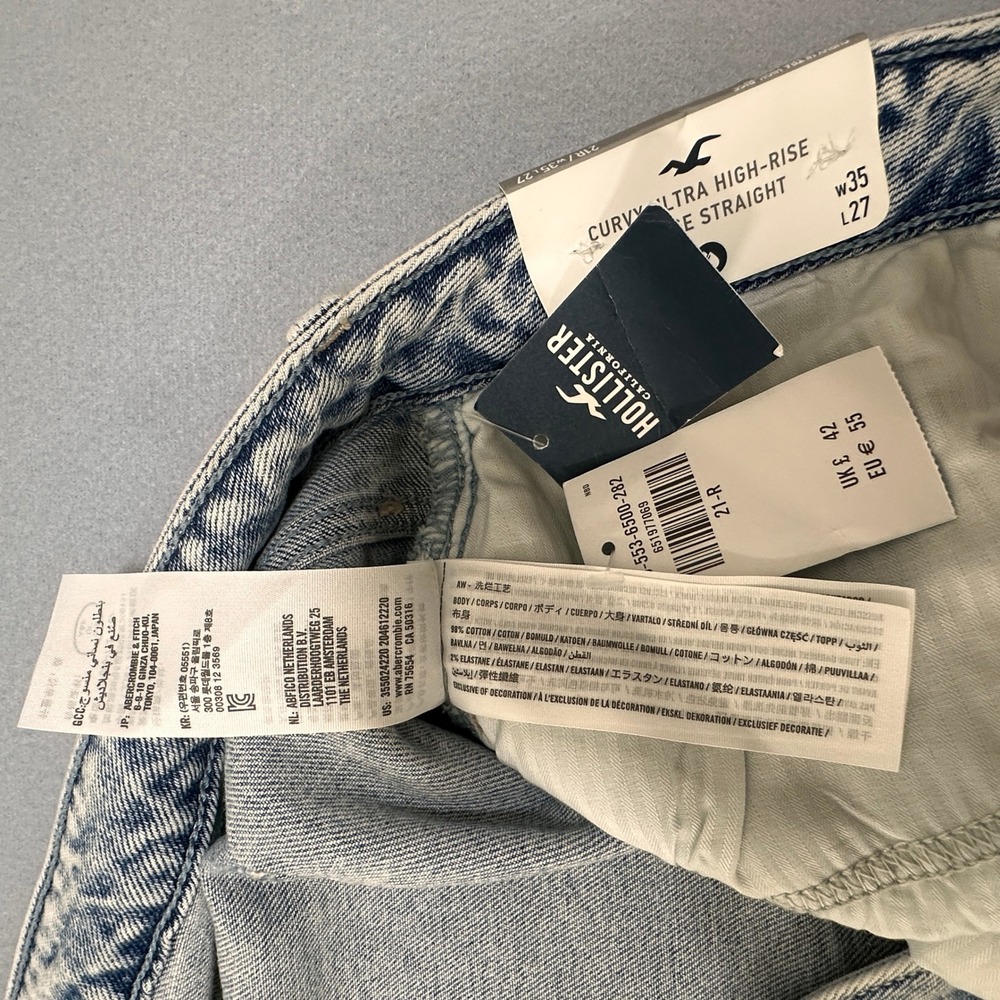 Hollister Curvy Ultra High-Rise Straight Jeans Juniors Womens 21R Blue NWT - Picture 9 of 10